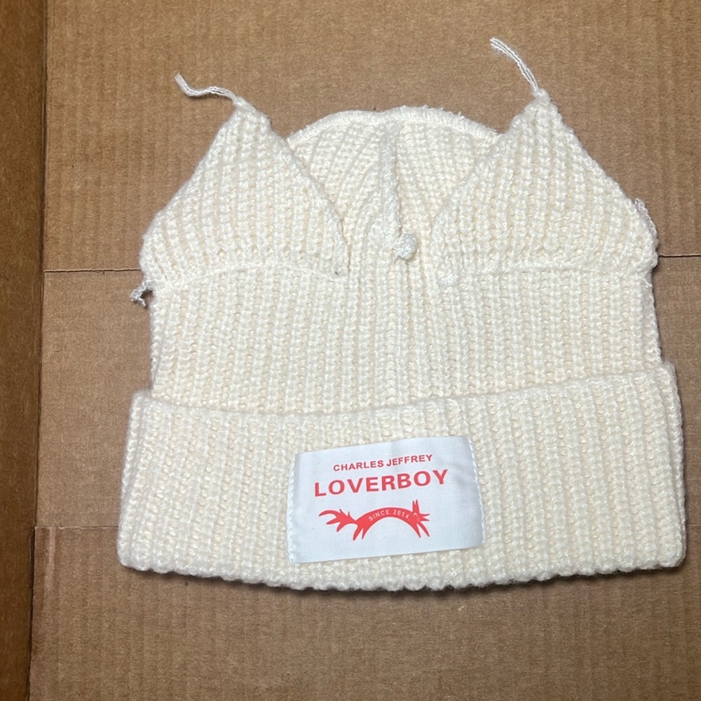 Charles Jeffrey official loverboy unisex beanie cream colored